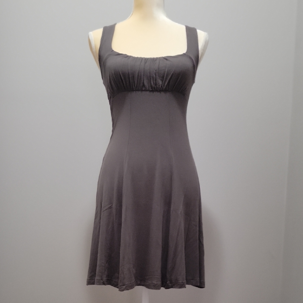 Beach Time Square Neck Dress Olive Green/brown Sz 2